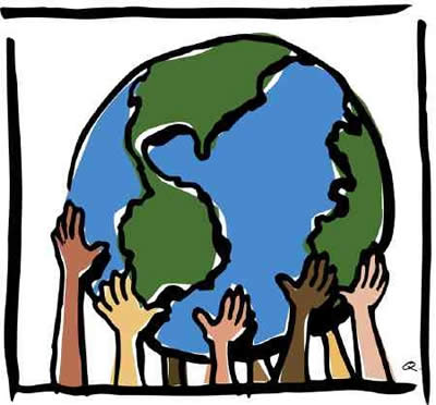 International hands globe