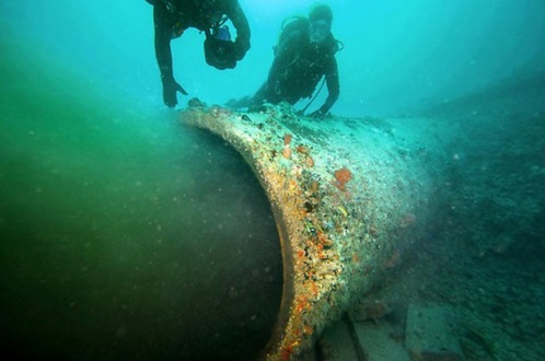 Sewer pipe discharge in ocean