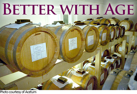 Better with Age. Image of wooden barrels used for aging balsamic vinegar.