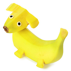 Dog made out of a whole banana.