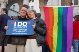 Kittredge Cherry and Audrey at marriage equality vigil