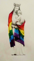 Madonna with Rainbow Flag by Richard Stott