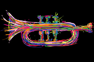 colorful drawing of a trumpet