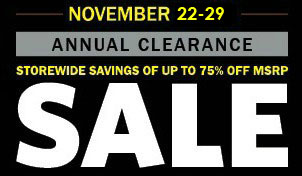 Annual Fall Clearance Sale 11/22-11/29
