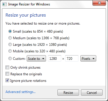 Image Resizer Screen