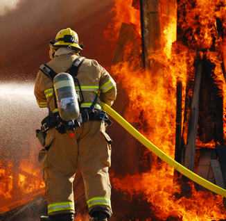 Firefigher factory blaze