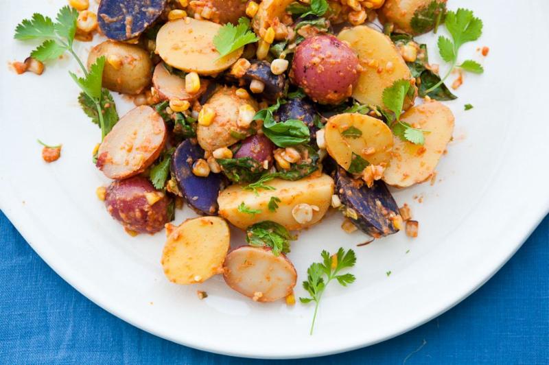 sweet corn and red pepper potato salad
