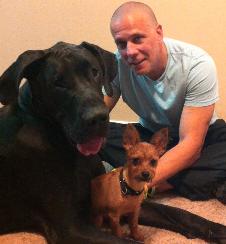 Trainer TJ Janus and dogs