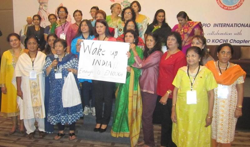 Women Delegates Demonstrating on Atrocities to Indian Women at GOPIO Conv. 2013