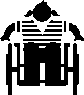 Graphic of a person traveling forward in a wheelchair. 