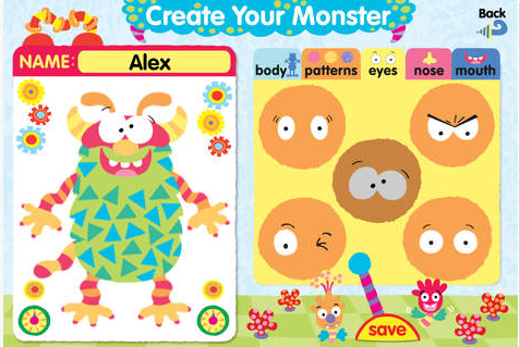 App screenshot of Create Your Monster page.