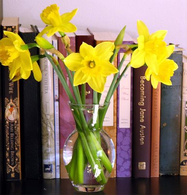 daffodils and books