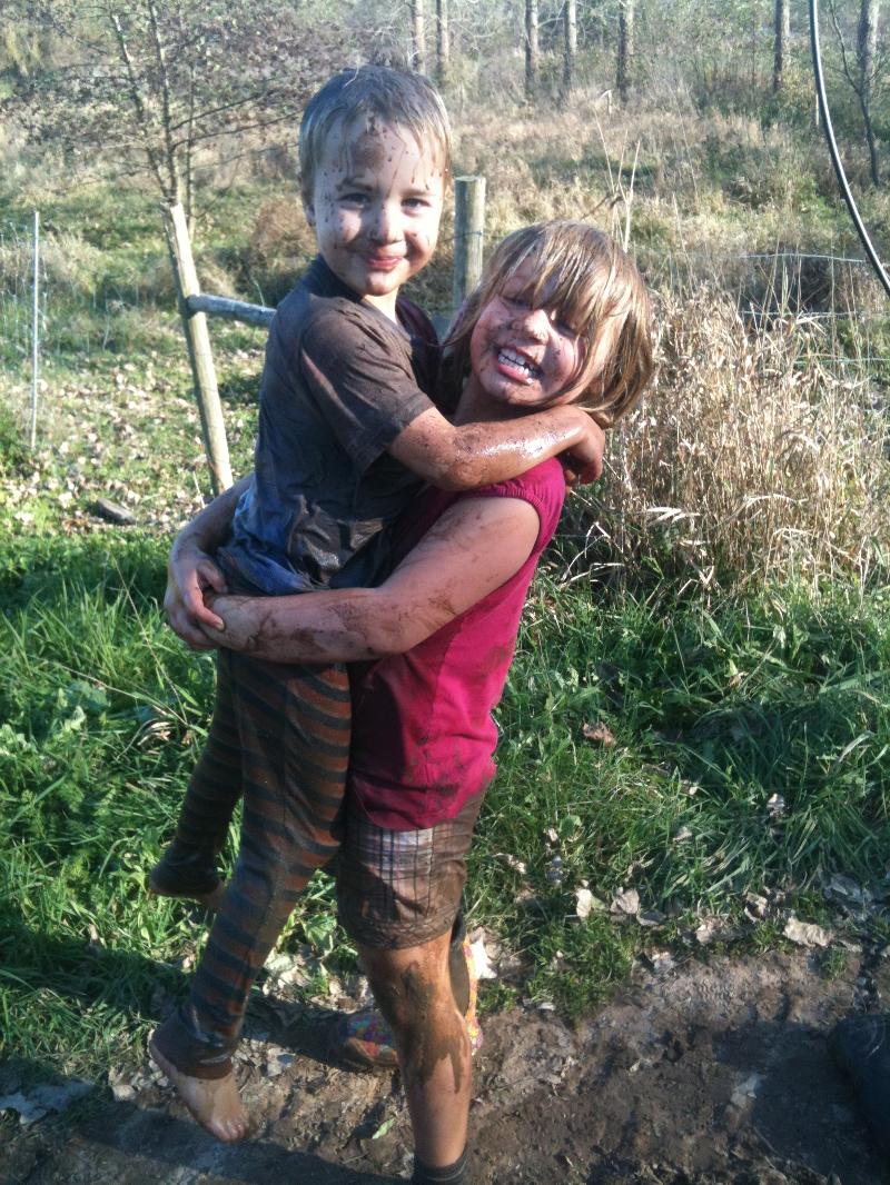 very muddy kids