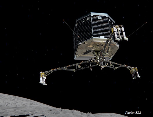 Philae lander descending toward comet