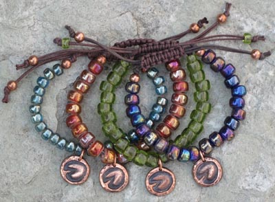 Copper HoofPrint Pony Bead Bracelets - colors