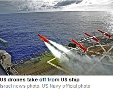 drones taking off from US ship