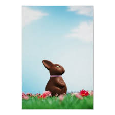Chocolate Easter bunny in grass