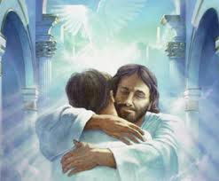 Jesus hugging man