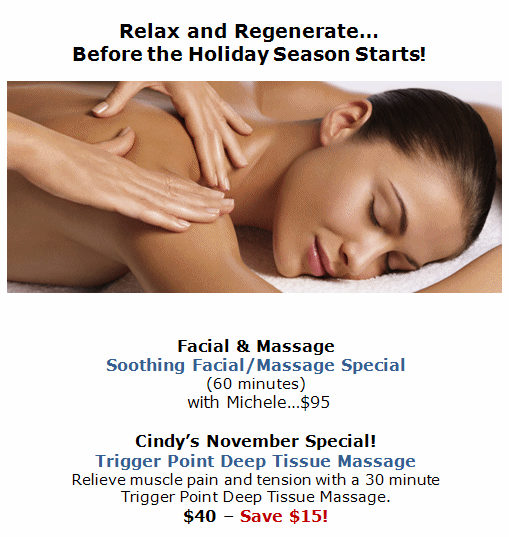 Facial and Massage Specials!