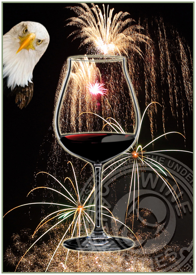 Study for fireworks, wine, and an eagle...