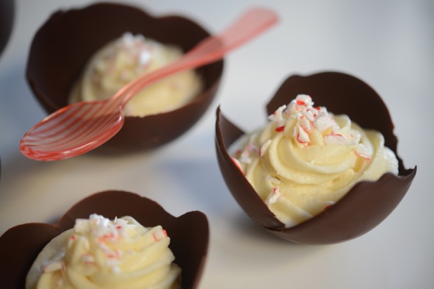 White Chocolate Peppermint Mousse Cups