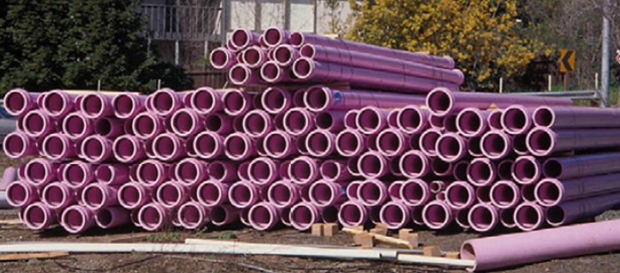 Image of purple pipe for wastewater use