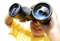 binoculars and child