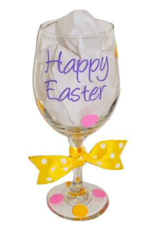 Happy Easter Wine Glass