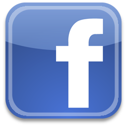 Facebook logo, a blue square with a white lowercase 