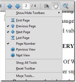 Available toolbar commands (buttons)