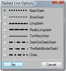 FrameMaker Dashed Line Options with Custom Dashes