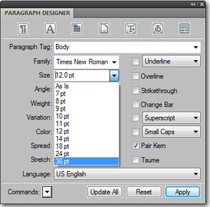 Adobe FrameMaker: Font Size List Prior to Editing the maker.ini file