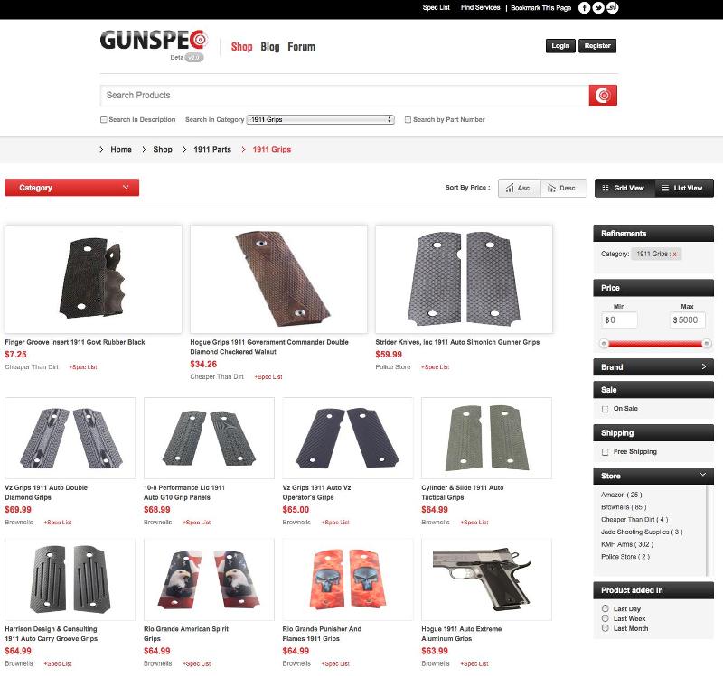GunSpec Shopping Page