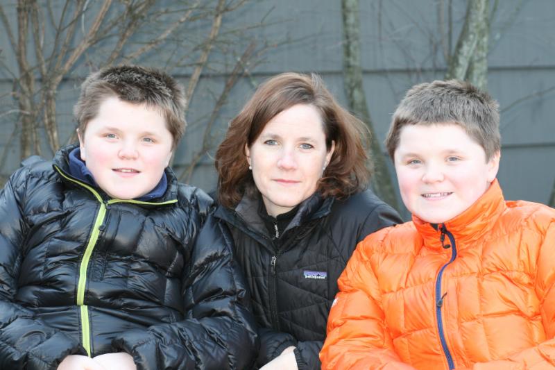 (L-to-R) Nolan, Alison and Jack Willis. Twins Nolan and Jack live with Duchenne Muscular Dystrophy. 