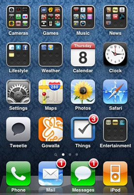 iPhone screen with apps