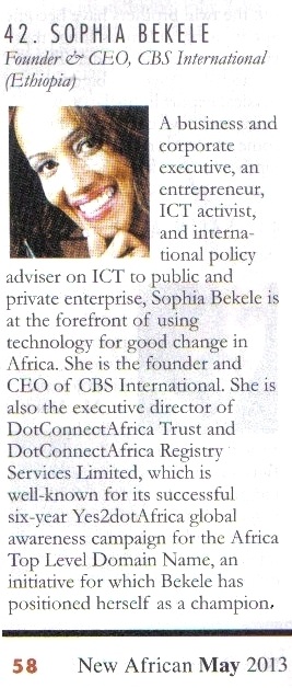 Sophia Bekele on New African 