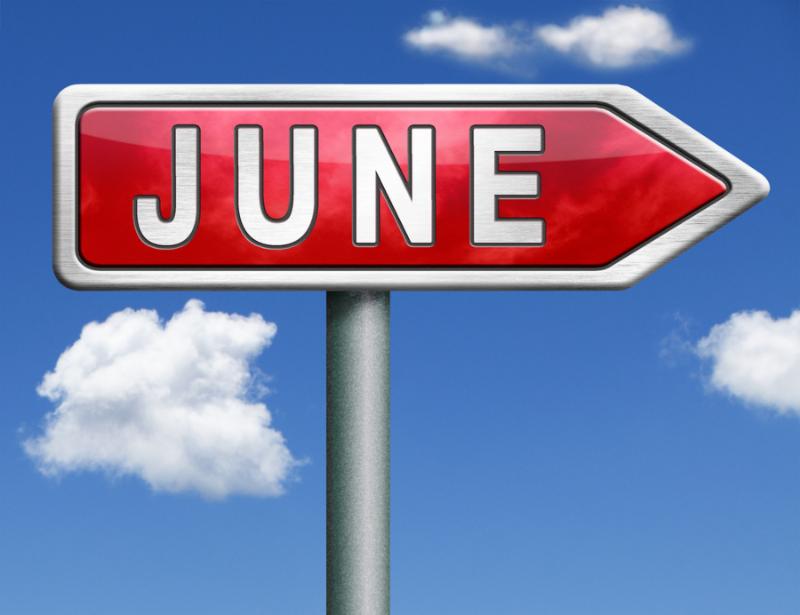 June pointing to next month of the year summer road sign arrow